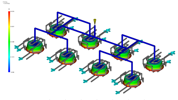 Анализ течения в пресс-форме – распределение температуры
