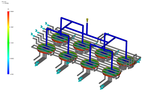 薄壁食品包装盒一出八上盖模具案例